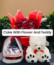 Cake With Flowers & Teddy