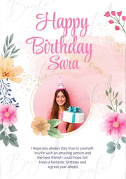 Happy Brithday Frame With Customized Name & Picture | BFG-009