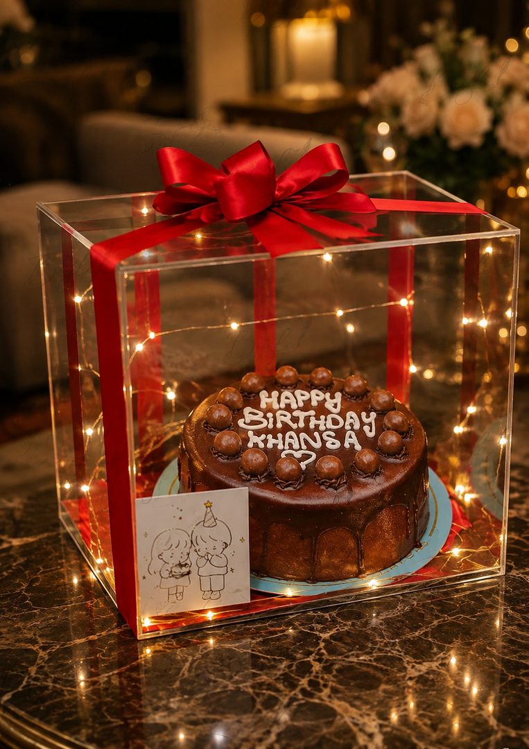 Luxury Birthday Cake in Acrylic Box | GC-022