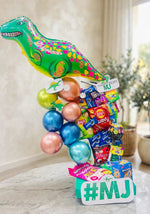 Load image into Gallery viewer, Dinosaur Balloon Gift Tower with Snacks | GBO-086