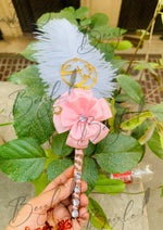 Load image into Gallery viewer, The Beautiful Qubool Hai Nikah Pen Decorated With Light Pink Flower &amp; Feather | PEN-62
