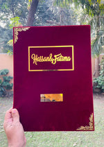 Load image into Gallery viewer, The Lovely Red Nikah Booklet With Personalized Name | NB-015
