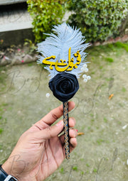 Qubool Hai Nikah Pen With Black Flower & Feather | PEN-28