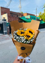 Load image into Gallery viewer, Sunflower Bouquet with Baby’s Breath &amp; Kraft Wrap | BCG-166
