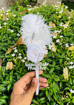 Load image into Gallery viewer, Customized Nikah Pen With White Feather, Pearl and Flower
