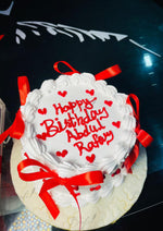 Load image into Gallery viewer, White Cream Custom Cake with Red Ribbons | GC-041