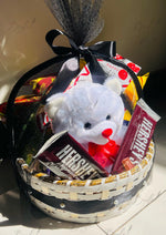 Load image into Gallery viewer, Black Teddy &amp; Chocolate Gift Basket | GB-135
