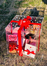 Load image into Gallery viewer, Luxury Acrylic Gift Box with a Red Ribbon &amp; Pearl Elegance | GBO-030
