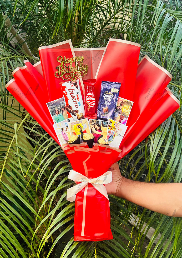 Personalized Bride to Be Chocolate Gift Bouquet with Photos | BCG-021