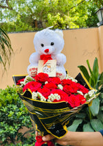 Load image into Gallery viewer, Red Rose Bouquet with Teddy | BCG-094
