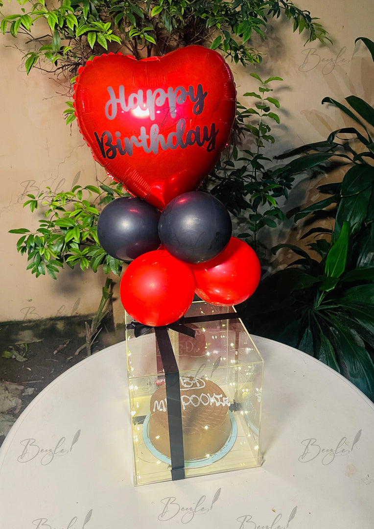 Birthday Cake Box with Lights & Heart Balloon | CB-005
