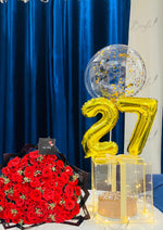 Load image into Gallery viewer, Rose Bouquet with Confetti Balloon Cake Box | GDEL-151
