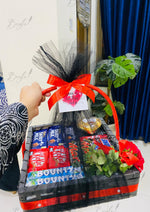 Load image into Gallery viewer, Premium Chocolate Gift Basket with Floral Red Touch | GB-095
