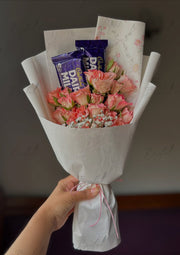 Pink Rose & Dairy Milk Bouquet | BCG-124
