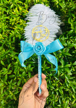 Load image into Gallery viewer, The Beautiful Qubool Hai Nikah Pen Decorated With Sky Blue Flower &amp; Feather| PEN-33
