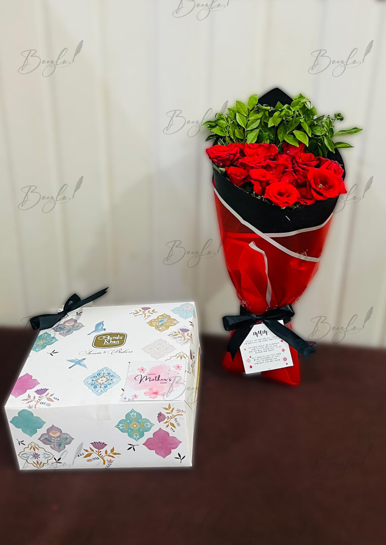 Red Rose Bouquet & Gift Box Combo | GDEL-094