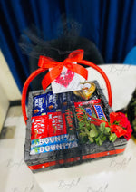 Load image into Gallery viewer, Premium Chocolate Gift Basket with Floral Red Touch | GB-095
