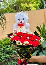 Load image into Gallery viewer, Red Rose Bouquet with Teddy | BCG-094
