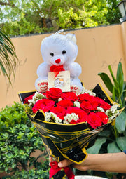 Red Rose Bouquet with Teddy | GDEL-060