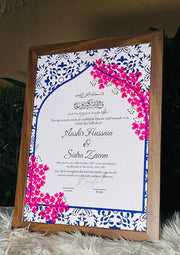 Nikah Certificate Combination of Pink & Blue Border Design NC-100