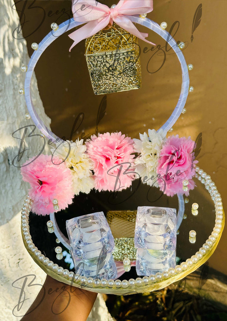 Engagement Tray Decorated With Pearls & Flowers | ET-001