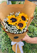 Load image into Gallery viewer, Sunflower Bouquet with Baby’s Breath &amp; Kraft Wrap | BCG-166
