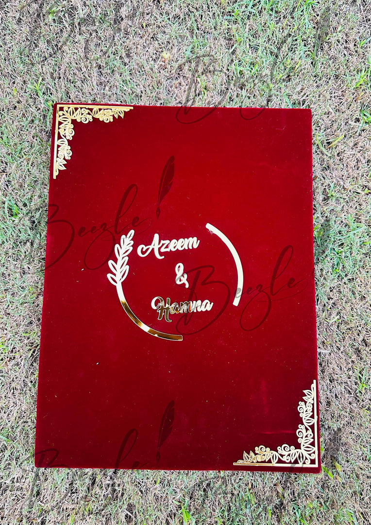 Customized Red Nikah Booklet with Golden Details | NB-043