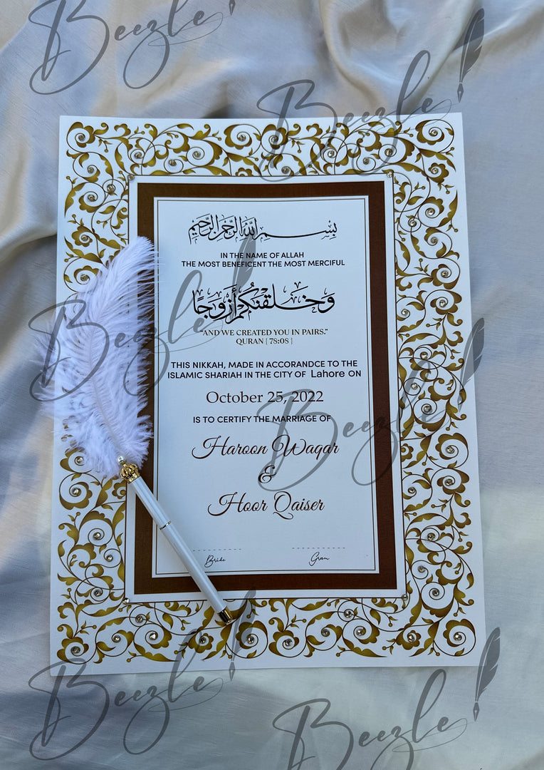 Stone Nikkah Certificate and Nikkah Pen DEL-018