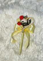 Load image into Gallery viewer, Golden Nikah Pen With a Heart, Decorated with Pearls and Red Flowers | PEN-86
