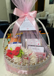 Blush Pink Net-Wrapped Treats Basket | GB-120