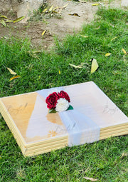 Wooden Mehndi Tray with Floral Ribbon | GBO-060