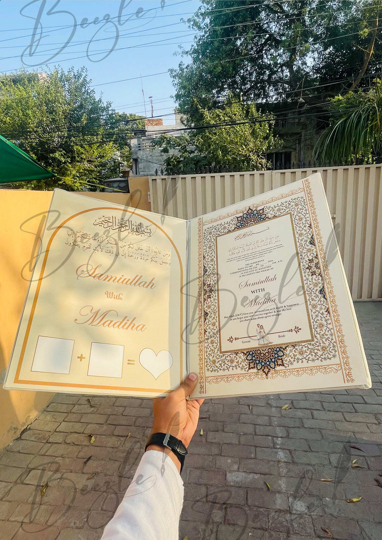 Nikkah Booklet With White & Golden Design