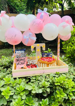 Load image into Gallery viewer, Balloon Celebration Tray with Cake &amp; Snacks  | CBT-003
