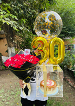 Load image into Gallery viewer, Confetti Balloon Birthday Box with Roses Bouquet | GDEL-158
