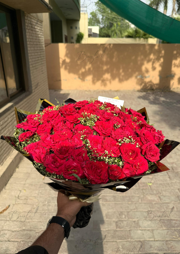 Red Rose Bouquet with Personalised Card | BCG-104