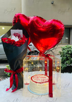 Load image into Gallery viewer, Luxury Cake Acrylic Box with Rose Bouquet &amp; Balloons | GDEL-006
