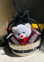 Load image into Gallery viewer, Black Teddy &amp; Chocolate Gift Basket | GB-135
