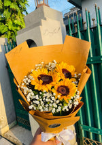 Load image into Gallery viewer, Sunflower Bouquet with Baby’s Breath &amp; Kraft Wrap | BCG-166
