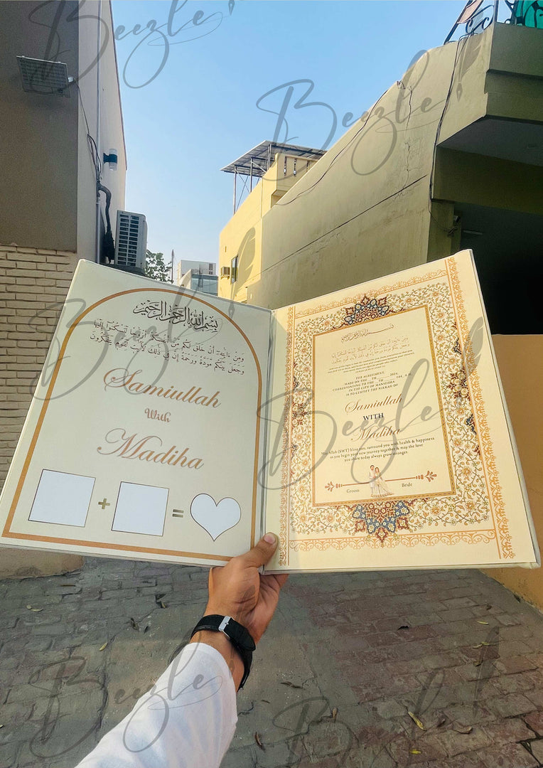 Nikkah Booklet With White & Golden Design