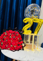 Load image into Gallery viewer, Rose Bouquet with Confetti Balloon Cake Box | GDEL-151
