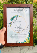 Load image into Gallery viewer, Nikah Frame With Customized Name &amp; Qurani Ayat | NF-022
