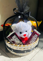 Load image into Gallery viewer, Black Teddy &amp; Chocolate Gift Basket | GB-135
