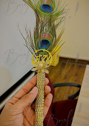 Peacock Feather Nikah Pen Gold & Pearl | PEN-04