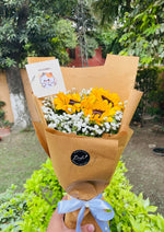 Load image into Gallery viewer, Sunflower Bouquet with Baby’s Breath &amp; Kraft Wrap | BCG-166
