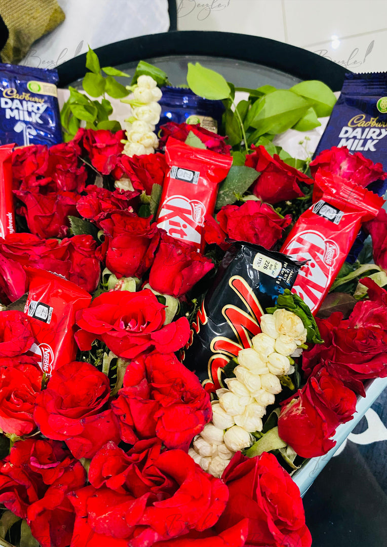 Red Roses & Chocolate Bloom Bouquet | BCG-101