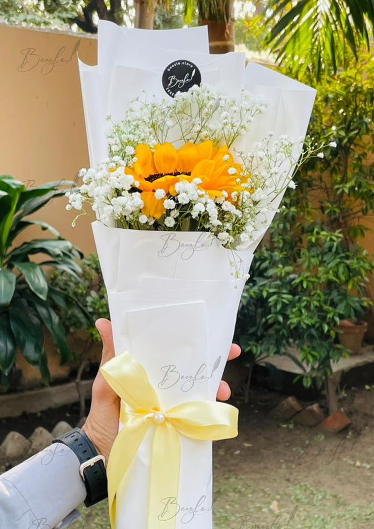 Sunflower & Baby’s Breath Bouquet | BCG-163