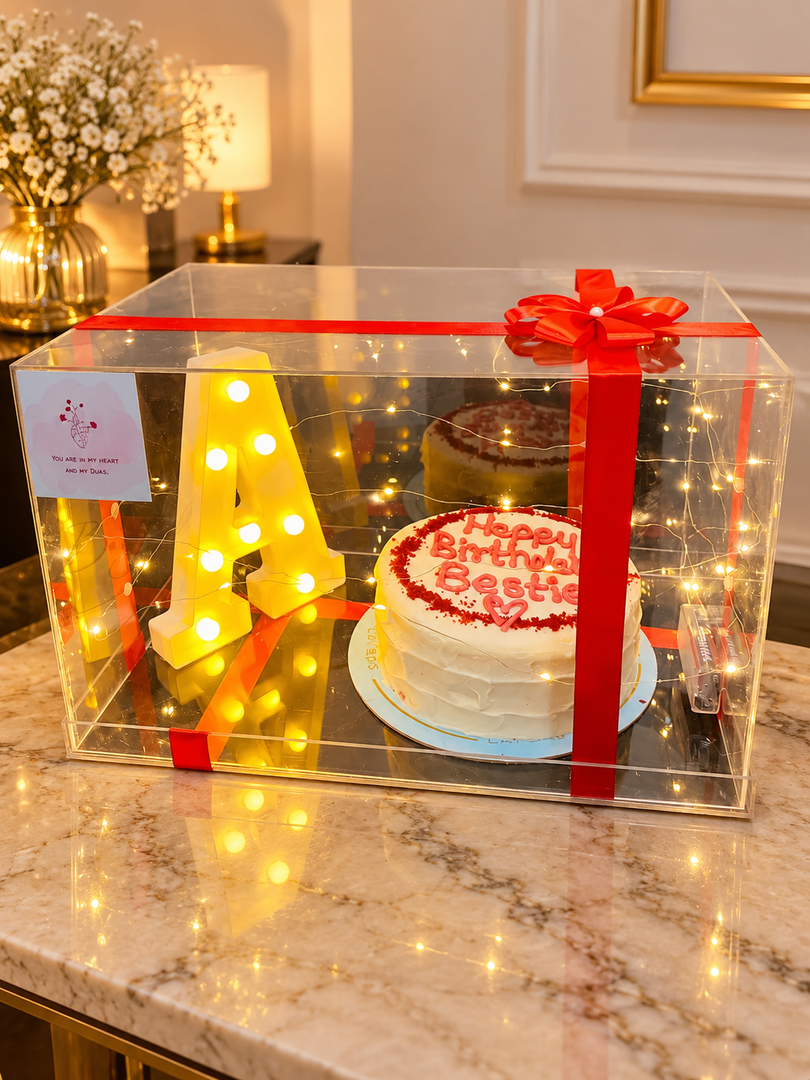 “Birthday Box Duo” – Cake Gift Box with LED Alphabet & Lights |GC-069