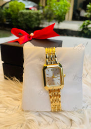 Sleek Gold Watch with Rectangular Dial | WTS-001