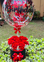 Load image into Gallery viewer, Birthday Rose Box with Balloon &amp; Red Ribbons | GBO-113
