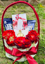 Load image into Gallery viewer, Elegant Red Rose &amp; Chocolate Gift Basket | GB-070
